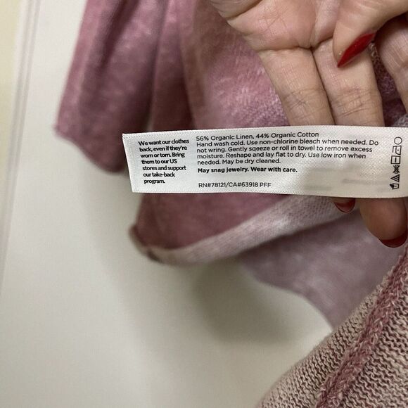 EILEEN FISHER Pink knit pullover organic linen round neck sweater top - Picture 3 of 4